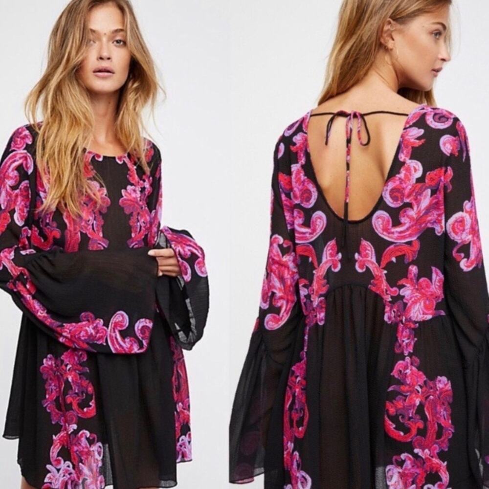 Free People Printed Symphony Slip Mini Dress XS